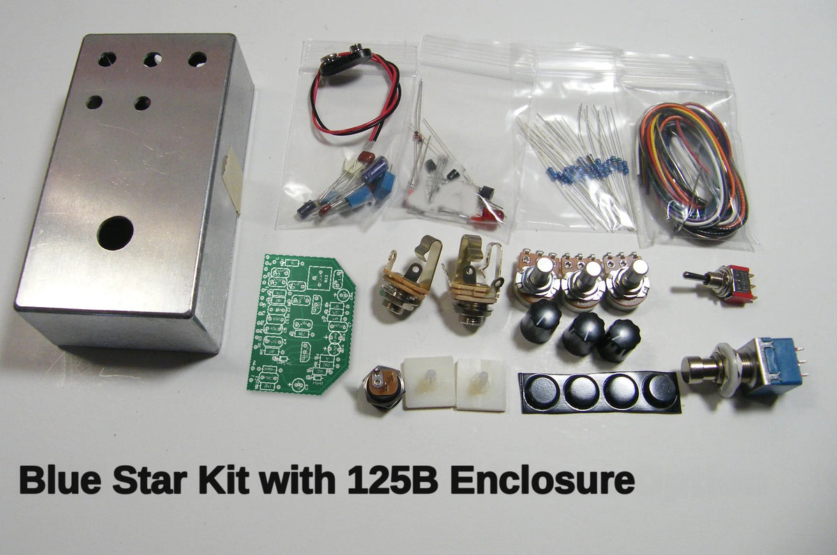 Blue Star kit with 125B enclosure, PCB and components laid out